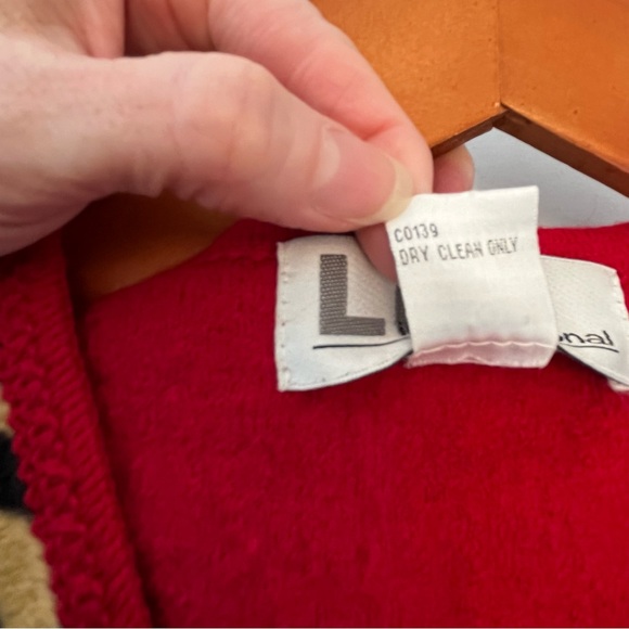 Vintage Lisa International Red Animal Print Boiled Wool Vest Size XL - Picture 7 of 7